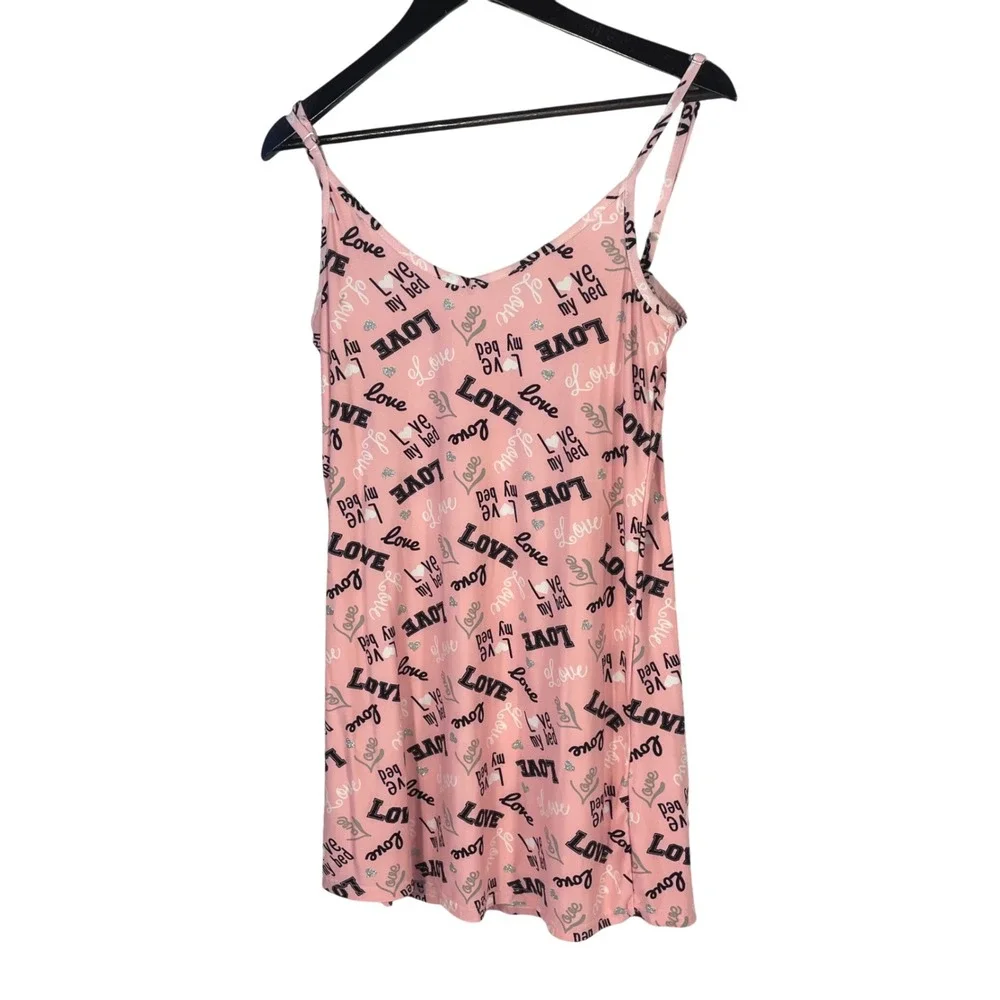 Grumpy & Gorgeous Pajama Nightgown & Robe Set Pink Love Print Size L Gown M Robe